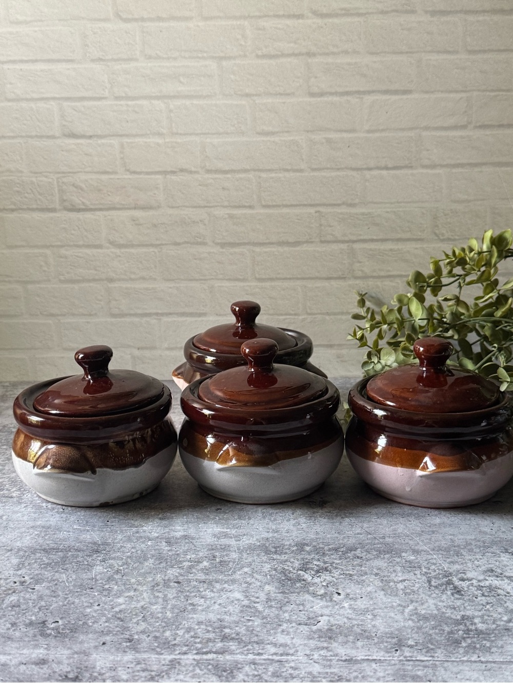 Vintage 70s Gailstyn-Sutton Brittany Crock Style Bowls Stoneware with Lids